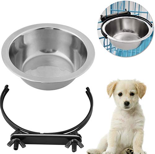 Futternapf Hundenapf Fressnäpfe Edelstahl Hängeschüssel Haustier Essen Wasser Feeder mit Haken für Hunde und Katzen(L) von Smandy