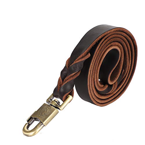 Leder Hundeleine Hundeführleine Lederleine Hund Weiches Leder Hundehalsband & Leine in geflochtenen Hundetrainingsleine 2,5 cm Breite Haustierkette(2.5 x 150cm) von Smandy