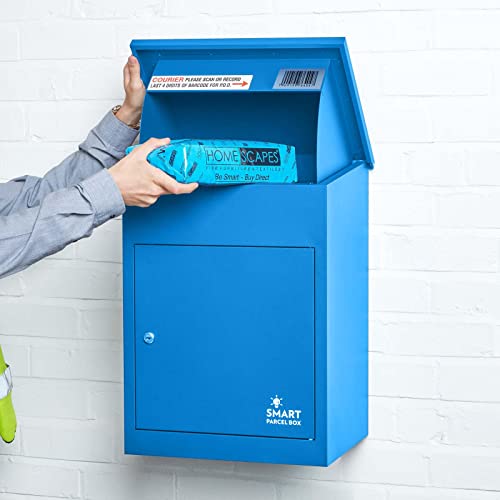 Smart Parcel Box, mittelgroßer Paketbriefkasten mit Paketfach und Briefkasten, sicherer Paketkasten für Zuhause und Unternehmen mit Rückholsperre, für alle Zusteller geeignet, 44 x 35 x 58 cm, blau von Smart Parcel Box