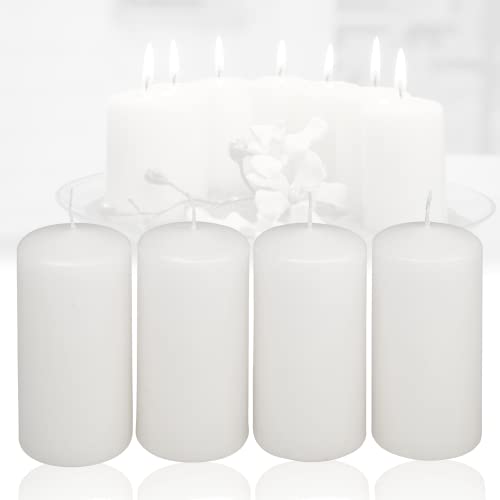 Candelo 4er Set Kerzen Weihnachten Ambiente Stumpenkerzen - Weiß - 4,8cm x 8cm - Weihnachtskerzen Adventskranz - Advent Kerze Weihnachtsdekoration von Candelo