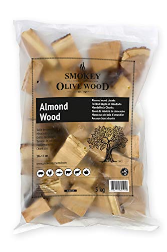 Smokey Olive Wood 5 kg Mandelholz für Grill und Räucher, Rohe Brocken 5–10 cm von Smokey Olive Wood