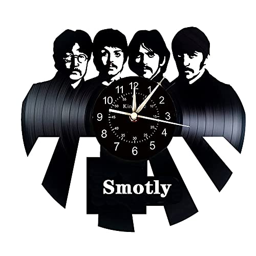 Smotly Vinyl-Wanduhr, Beatles-Thema-Retro-Wanduhr, handgemachte Künstler-Heimdekoration digitales Wanduhr-Geschenk. (Geschenkhaken) von Smotly