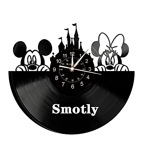 Smotly Vinyl Wanduhr, Mickey Mouse Thema Design große Wanduhr, Kinder Cartoon Schallplatte Wanduhr Geschenk (Geschenkhaken) von Smotly