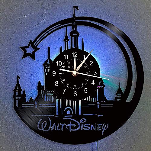 Smotly Vinyl Wanduhr, Weinlese Mickey Mouse LED Hanging Nacht 7 Farbe Wanduhr, Comic Disney Clock Geburtstags-Geschenke handgemachte Wand-Dekor-Clock. (Geschenk Haken) von Smotly
