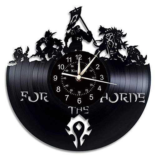 Smotly Vinyl Wanduhr, große Uhr mit World of Warcraft Thema Wanddekoration, Hauptdekoration Geschenk von Retro-Dämon Illidan Figur,A von Smotly