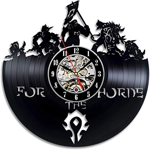 Smotly Vinyl Wanduhr, große Uhr mit World of Warcraft Thema Wanddekoration, Hauptdekoration Geschenk von Retro-Dämon Illidan Figur,B von Smotly