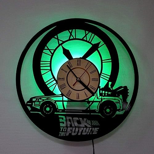 Smotly Vinyl Wanduhr, zurück zur zukünftigen Kunstuhr, mit 7-Ton-Licht, 12-Zoll-Auto kreative Uhr Wandgeschenk (mit Lichtern) von Smotly