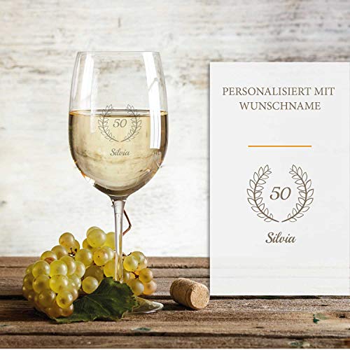 Personalisiertes Leonardo Weinglas (Geburtstag 50.) | Originelles Geburtstagsgeschenk für Männer & Frauen - Geeignet als Rotweinglas Weißweinglas - Geschenkidee von Smyla