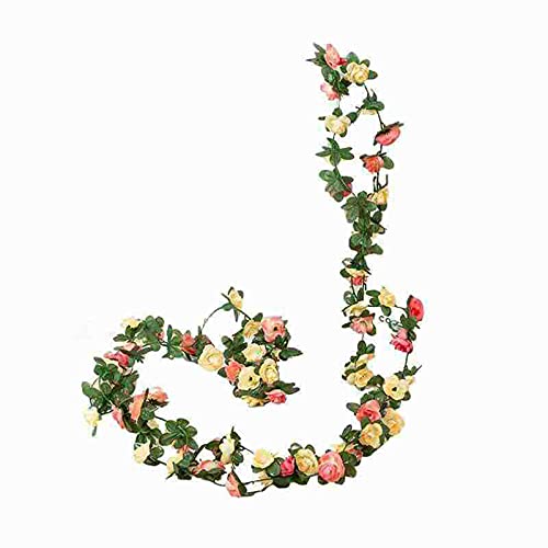 Kunstblumen Wie Echt Dekoration für Wandbehang Rebe Rosenkopf 2,5 m 45 Blumen DIY künstliche künstliche Blumen Blumenkette Fahrradkorb (C, One Size) von Snakell