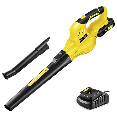 Leaf Blower - 20V Leaf Blower Cordless with Battery and Charger, Electric Leaf Blower for Lawn Care, Battery Operated Leaf Blower, Wireless, Lightweight, for All Seasons (Yellow) von SnapFresh