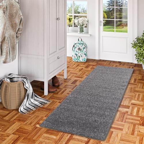 Snapstyle Hochflor Teppich Läufer Einfarbig Pflegeleicht Weich Cottage Grau in 9 Größen von Snapstyle