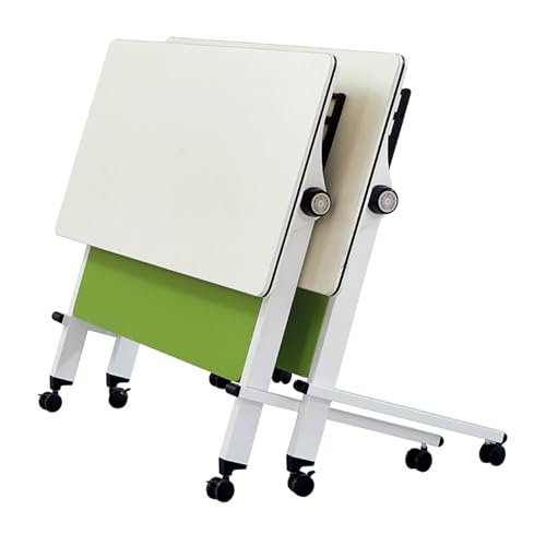 Snaweo Klappbarer Konferenztisch, Mobiler Schulungstisch mit Klappdeckel, mit Um 360° Feststellbaren Rädern, Ablageflächen und Leitblechen, for Büro-Schulungsräume (Color : Green2pcs, Size : 47.2x19 von Snaweo