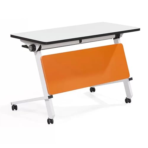 Snaweo Klappbarer Konferenztisch, Mobiler Schulungstisch mit Klappdeckel, mit Um 360° Feststellbaren Rädern, Ablageflächen und Leitblechen, for Büro-Schulungsräume (Color : Orange2pcs, Size : 63x19. von Snaweo