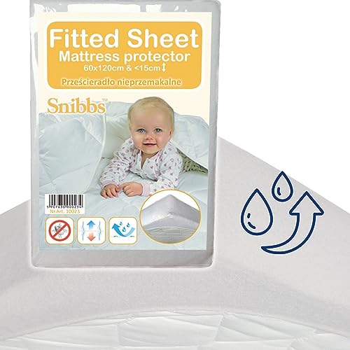 Snibbs wasserdichtes Spannbetttuch mit Eckgurten, wasserdichte Matratzenauflage fürs Babybett, Matratzenschoner 60x120 Baby wasserdicht, Nässeschutz 60 * 120 mit atmungsaktiver TPU-Membran grau von Snibbs