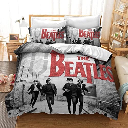 Winter Bettwäsche Set 135x200cm 3-teilig Beatles Pattern,Bettbezug-Set für Kinder,Teenager,Jungen und Mädchen,Bettbezug Set mit Reißverschluss,1Bettbezug 135x200 mit 2Kissenbezügen 80x80 von Snowya