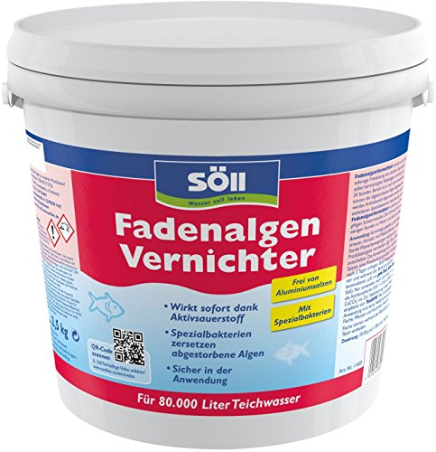 Söll 80589 FadenalgenVernichter mit Aktivsauerstoff 2,5 kg -hochwirksamer Fadenalgenentferner mit Sofortwirkung vernichtet Fadenalgen im Pflanzenteich Naturteich Schwimmteich Fischteich Koiteich von Söll