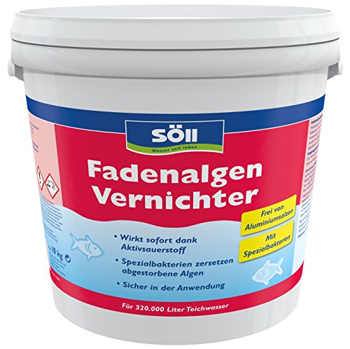 Söll 80794 FadenalgenVernichter mit Aktivsauerstoff 10 kg -hochwirksamer Fadenalgenentferner mit Sofortwirkung vernichtet Fadenalgen im Pflanzenteich Naturteich Schwimmteich Fischteich Koiteich von Söll