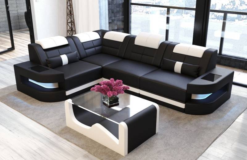 Sofa Dreams Ecksofa Ledercouch Sofa Leder Como L Form Ledersofa, Couch, mit LED, wahlweise mit Bettfunktion als Schlafsofa, Designersofa von Sofa Dreams