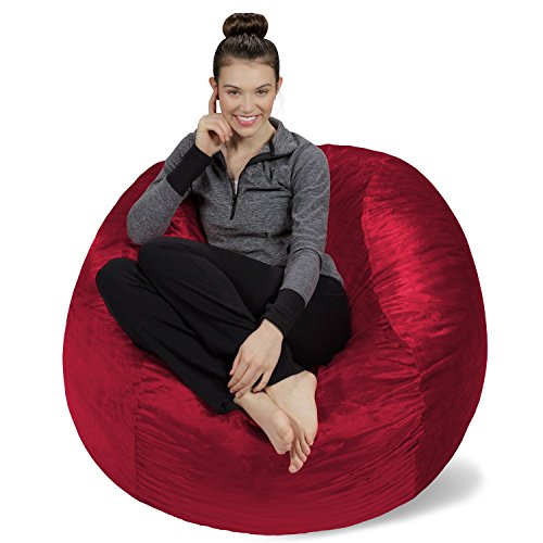 Sofa Sack XL-Das Neue Komforterlebnis Sitzsack mit Memory Schaumstoff Füllung-Perfekt zum Relaxen im Wohnzimmer oder Kinderzimmer-Samtig weicher Velour Bezug in Dunkelrot von Sofa Sack
