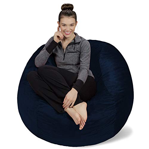 Sofa Sack XL-Das Neue Komforterlebnis Sitzsack mit Memory Schaumstoff Füllung-Perfekt zum Relaxen im Wohnzimmer oder Kinderzimmer-Samtig weicher Velour Bezug in Dunkelblau von Sofa Sack