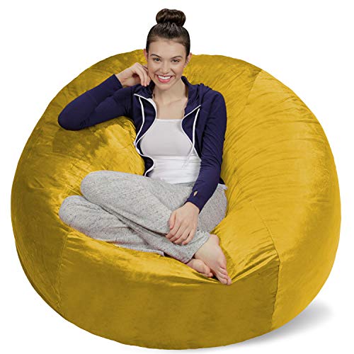 Sofa Sack XXL-Das Neue Komforterlebnis Sitzsack mit Memory Schaumstoff Füllung-Perfekt zum Relaxen im Wohnzimmer oder Schlafzimmer -Samtig weicher Velour Bezug in Zitronengelb von Sofa Sack