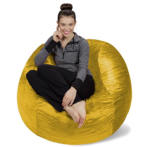 Sofa Sack XL-Das Neue Komforterlebnis Sitzsack mit Memory Schaumstoff Füllung-Perfekt zum Relaxen im Wohnzimmer oder Kinderzimmer-Samtig weicher Velour Bezug in Zitronengelb von Sofa Sack
