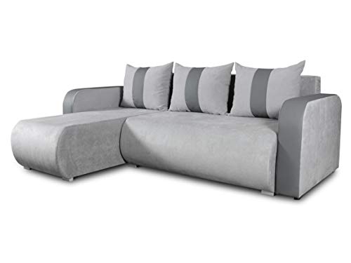 Ecksofa Rino mit Schlaffunktion und Bettkasten - L-Form Couch, Polsterecke, Couchgarnitur, Eckcouch, Ecke, Sofa, Sofagarnitur - Ottomane Universal (Enjoy 21 + Cayenne 1118) von Sofnet