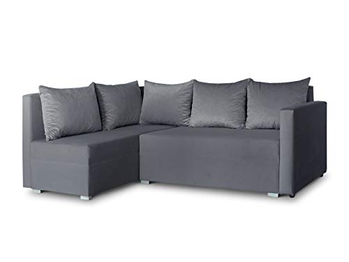 Ecksofa mit Schlaffunktion Filo - Couchgarnitur mit Bettkasten, Couch L-Form, Sofagarnitur, Schlafsofa, Polsterecke, Bett (Grau (Kronos 22), Ecksofa Links) von Sofnet