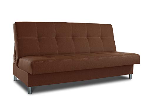 Schlafsofa Bella mit Schlaffunktion - 3 Sitzer Sofa, Couch mit Bettkasten, Bettsofa, Schlafsofa, Polstersofa, Couchgarnitur (Braun (Inari 24)) von Sofnet