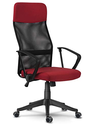 Sofotel Bürostuhl Sydney II mit Mikrogitter - Schreibtischstuhl Stuhl Büro mit Höhenverstellung - Bequem Praktisch - Ergonomische Mikrogitter-Rückenlehne - 66 x 66 x 117,5 cm - [Schwarz, Rot] von Sofotel