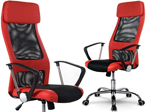 Sofotel Rio Bürostuhl Schreibtischstuhl - Bequemer Chefsessel mit Höhenverstellung - Drehstuhl Sessel - Bürostuhl Gamersessl Zockerstuhl Gaming Stuhl Pc - Kunstleder Netzbezug - (rot) von Sofotel