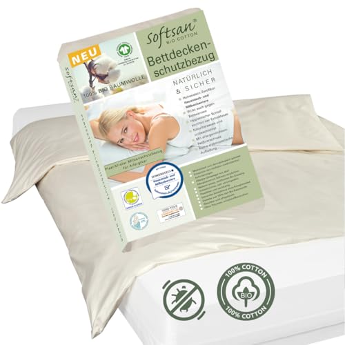 Softsan Bettdecken Encasing aus Bio Baumwolle für Kinderbetten | Anti Milben Schutzbezug | Weltneuheit | Viele Größen (100 x 135 cm) von Softsan