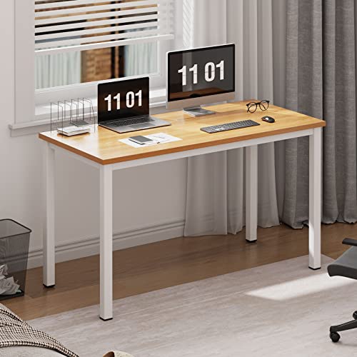 SogesHome AC3BW-8040-SH Computertisch 80 cm x 40 cm Home Office Schreiben kleiner Schreibtisch, moderner einfacher Stil PC-Tisch, einfach zu montieren, Teak- und Weiß, AC3BW-8040-SH von SogesHome