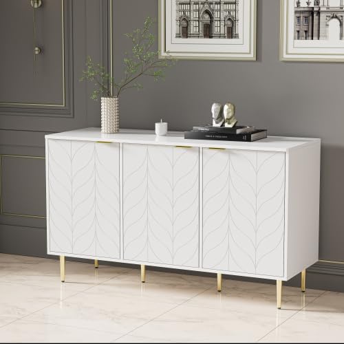 SogesHome Kommode Sideboard Modernes Buffets Beistellschrank Konsolentisch 2 Etagen und 6 Fächer mit vergoldeten Beinen Griffen für Schlafzimmer Wohnzimmer Badzimmer,127 x 45 x 75 cm von SogesHome