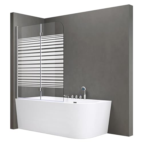 doporro 120x140 cm Design-Duschwand für Badewanne Badewannenaufsatz Duschabtrennung 6mm ESG-Sicherheitsglas inkl. NANO-Beschichtung Badewannenfaltwand von doporro
