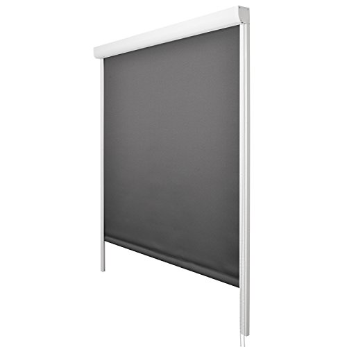 Sol Royal Kassettenrollo mit Führungsschiene SolReflect K24 120x175 cm Anthrazit - Blackout Thermorollo seitliche Führungsschienen - Befestigung ohne Bohren - Verdunkelungsrollo 120cm breit von Sol Royal