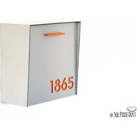 Briefkasten Mit Aluminiumbürste Silber Gesicht Und Körper Orange Acryl Nummer, Modernes Design, Benutzerdefinierte Mailbox, Wand Typ 1 von SolPixieDust