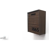 Mailbox Mit Holz-Walnuss-Aluminium-Gesicht Und -Körper Schwarzer Acryl-Nummer, Modernes Design Benutzerdefinierte Mailbox-Postfach An Der Wand von SolPixieDust