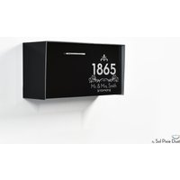 Schwarze Aluminium | Acp Mailbox Mit Silber-Faser-Lasergravur Individuell Personalisierte Hochzeitsgeschenkidee Briefkasten An Der Wand Befestigter von SolPixieDust