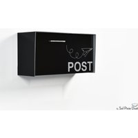 Schwarze Aluminium | Acp Mailbox Mit Silberner Faserlasergravur Modernes Individuelles Logo Personalisierte Farbe An Der Wand Befestigter Briefkasten von SolPixieDust