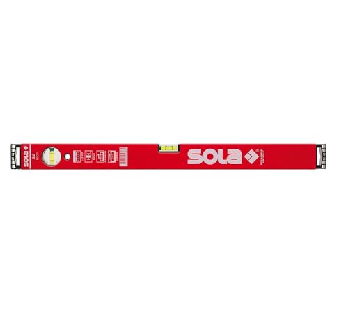 Sola SM RED Wasserwaage aus Aluminium, 100 cm, mit 2 Luftblasen, Rot von Sola