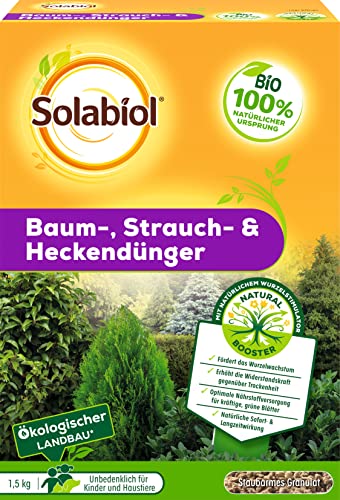 Solabiol Baum-, Strauch & Heckendünger mit Wurzelstimulator und natürlicher Sofort- und Langzeitwirkung, 1,5 kg Packung von Solabiol