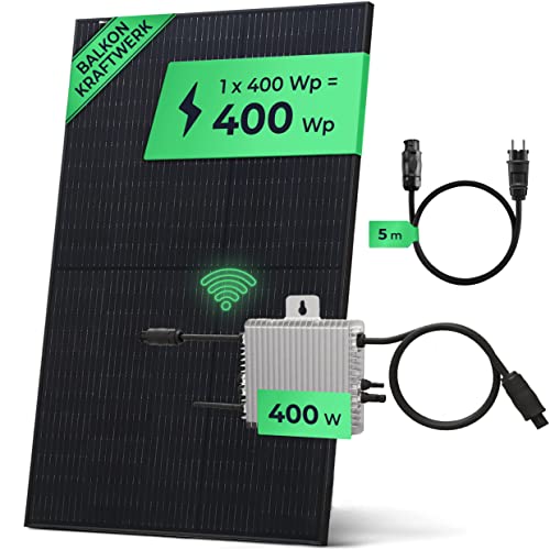 Solarway Balkonkraftwerk 400W Komplett Steckdose | Solaranlage Komplettset | 1x400W JaSolar-Module, Deye Wechselrichter mit APP/WIFI + Zubehör | Plug&Play | genehmigungsfrei (Ohne Halterung) von Solarway