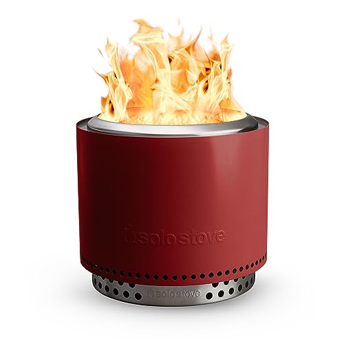 Solo Stove Feuerschale Bonfire 2.0 mit Standfuß | Feuerstelle für Raucharme Holzverbrennung, Herausnehmbare Auffangschale, Mobile Outdoor Feuertonne für Unterwegs, Edelstahl, 49,5x44,5cm, 11,4kg, Rot von Solo Stove