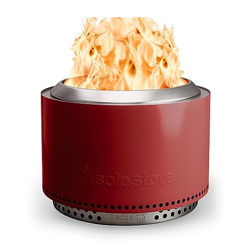 Solo Stove Feuerschale Yukon 2.0 mit Standfuß | Feuerstelle für Raucharme Holzverbrennung, Herausnehmbare Auffangschale, Mobile Outdoor Feuertonne, Edelstahl, 68,5 x 50,5 cm, 20 kg, Rot von Solo Stove