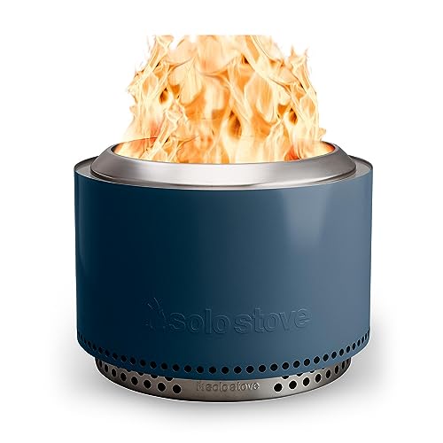 Solo Stove Feuerschale Yukon 2.0 mit Standfuß | Feuerstelle für Raucharme Holzverbrennung, Herausnehmbare Auffangschale, Mobile Outdoor Feuertonne, Edelstahl, 68,5 x 50,5 cm, 20kg, Blau von Solo Stove