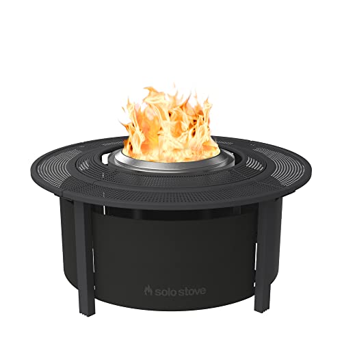 Solo Stove Surround Feuerstellentisch mit Hitzeschutz, Klein | Erhöhung und Aufbewahrung für Ranger und Bonfire, Pulverbeschichteter Stahl/UV-beständiges Material, Maße (HxB): 51 x 107 cm, Schwarz von Solo Stove