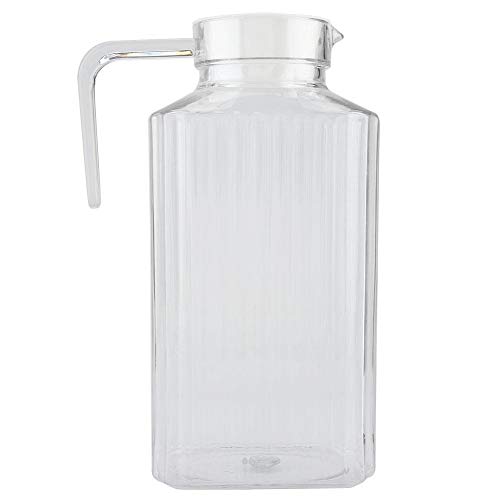 Solomi Saft Krug Glas Krug - Saft-Glas, Acryl Transparent gestreifte Eiskaltes Wasser-Flasche Saft Krug mit Deckel (4 Größen) (Größe : 1800ml) von Solomi