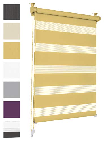 Doppelrollo Klemmfix ohne Bohren 120cm x 130cm Beige Duo Rollo Klemmrollo Sonnenschutzrollo Fensterrollo für Fenster & Türen Zebrarollo Seitenzugrollo von Sonello