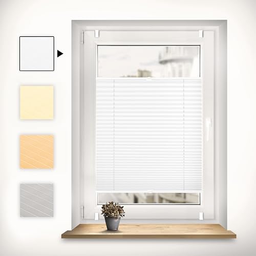 Sonello Plissee Klemmfix ohne Bohren 105cm x 160cm Weiß Faltrollo Plisseerollo Jalousie für Tür & Fenster Blickdicht Sichtschutz Sonnenschutz Fertifplissee Rollo von Sonello